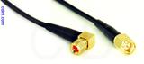 Coaxial Cable, 10-32 (Microdot compatible) 90 degree (right angle) to SMA, RG174 low loss, 4 foot, 50 ohm