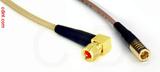 Coaxial Cable, 10-32 (Microdot compatible) 90 degree (right angle) to SMB plug (female contact), RG316 double shielded, 1 foot, 50 ohm