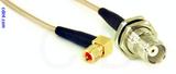 Coaxial Cable, 10-32 (Microdot compatible) 90 degree (right angle) to TNC bulkhead mount female, RG316, 1 foot, 50 ohm