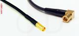 Coaxial Cable, MCX jack (female contact) to SMB 90 degree (right angle) plug (female contact), RG174 low noise, 12 foot, 50 ohm