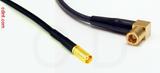 Coaxial Cable, MCX jack (female contact) to SMB 90 degree (right angle) plug (female contact), RG174 low noise, 20 foot, 50 ohm