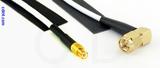 Coaxial Cable, MCX plug (male contact) to SMA 90 degree (right angle), RG188 low noise, 8 foot, 50 ohm