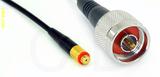 Coaxial Cable, 10-32 (Microdot compatible) female to N, RG174 flexible (TPR jacket), 1 foot, 50 ohm