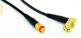 Coaxial Cable, 10-32 (Microdot compatible) female to SMA 90 degree (right angle), RG174 low noise, 5 foot, 50 ohm