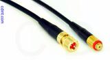 Coaxial Cable, 10-32 (Microdot compatible) to 10-32 (Microdot compatible) female, RG174, 1 foot, 50 ohm