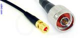 Coaxial Cable, 10-32 (Microdot compatible) to N, RG174 low loss, 1 foot, 50 ohm