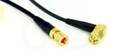 Coaxial Cable, 10-32 (Microdot compatible) to SMA 90 degree (right angle), RG174, 1 foot, 50 ohm