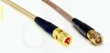 Coaxial Cable, 10-32 (Microdot compatible) to SMC (Subvis), RG316 double shielded, 1 foot, 50 ohm