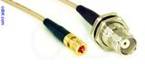 Coaxial Cable, 10-32 (Microdot compatible) to TNC bulkhead mount female, RG316, 1 foot, 50 ohm