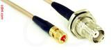 Coaxial Cable, 10-32 (Microdot compatible) to TNC bulkhead mount female, RG316 double shielded, 12 foot, 50 ohm
