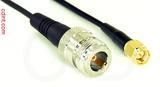 Coaxial Cable, N female to SMA, RG174 flexible (TPR jacket), 1 foot, 50 ohm