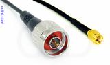 Coaxial Cable, N to SSMA, RG174, 1 foot, 50 ohm