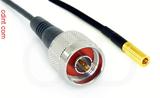 Coaxial Cable, N to SSMB, RG174, 1 foot, 50 ohm