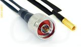 Coaxial Cable, N to SSMB, RG188 low noise, 1 foot, 50 ohm