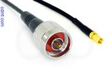 Coaxial Cable, N to SSMC, RG174 low loss, 1 foot, 50 ohm