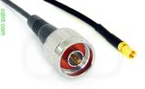 Coaxial Cable, N to SSMC, RG174 low noise, 1 foot, 50 ohm