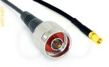 Coaxial Cable, N to SSMC, RG174 flexible (TPR jacket), 12 foot, 50 ohm