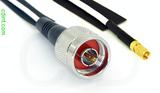 Coaxial Cable, N to SSMC, RG188, 1 foot, 50 ohm