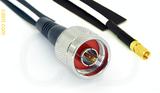 Coaxial Cable, N to SSMC, RG188 low noise, 1 foot, 50 ohm