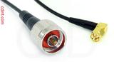 Coaxial Cable, N to SMA 90 degree (right angle), RG174, 1 foot, 50 ohm