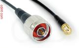 Coaxial Cable, N to SMA female, RG174, 1 foot, 50 ohm