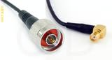 Coaxial Cable, N to SMA 90 degree (right angle) female, RG174 low noise, 1 foot, 50 ohm