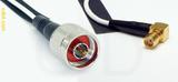 Coaxial Cable, N to SMA 90 degree (right angle) female, RG188 low noise, 4 foot, 50 ohm