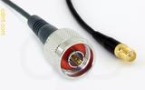 Coaxial Cable, N to SMA female reverse polarity, RG174, 16 foot, 50 ohm