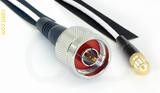 Coaxial Cable, N to SMA female reverse polarity, RG188, 1 foot, 50 ohm