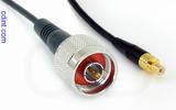 Coaxial Cable, N to SMB jack (male contact), RG174 flexible (TPR jacket), 1 foot, 50 ohm