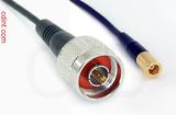 Coaxial Cable, N to SMB plug (female contact), RG174 flexible (TPR jacket), 1 foot, 50 ohm