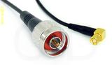 Coaxial Cable, N to SMC (Subvis) 90 degree (right angle), RG174, 1 foot, 50 ohm