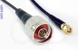 Coaxial Cable, N to SMC (Subvis), RG174 low loss, 1 foot, 50 ohm