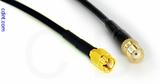 Coaxial Cable, SSMA to SMA female, RG174 flexible (TPR jacket), 1 foot, 50 ohm