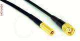 Coaxial Cable, SSMB to SMA reverse polarity, RG174, 1 foot, 50 ohm