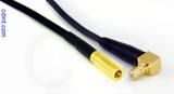 Coaxial Cable, SSMB to SMB 90 degree (right angle) jack (male contact), RG174 low noise, 4 foot, 50 ohm