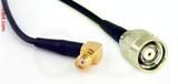 Coaxial Cable, SMA 90 degree (right angle) female to TNC reverse polarity, RG174 flexible (TPR jacket), 1 foot, 50 ohm