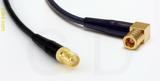 Coaxial Cable, SMA female reverse polarity to SMB 90 degree (right angle) plug (female contact), RG174 low loss, 32 foot, 50 ohm