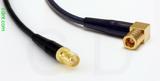 Coaxial Cable, SMA female reverse polarity to SMB 90 degree (right angle) plug (female contact), RG174 flexible (TPR jacket), 2 foot, 50 ohm