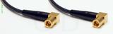 Coaxial Cable, SMB 90 degree (right angle) plug (female contact) to SMB 90 degree (right angle) plug (female contact), RG174 flexible (TPR jacket), 12 foot, 50 ohm