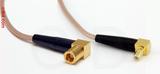Coaxial Cable, SMB 90 degree (right angle) plug (female contact) to SMB 90 degree (right angle) jack (male contact), RG316 double shielded, 1 foot, 50 ohm