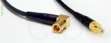 Coaxial Cable, SMB 90 degree (right angle) plug (female contact) to SMB jack (male contact), RG174, 12 foot, 50 ohm