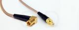 Coaxial Cable, SMB 90 degree (right angle) plug (female contact) to SMB jack (male contact), RG316, 16 foot, 50 ohm