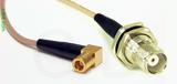 Coaxial Cable, SMB 90 degree (right angle) plug (female contact) to TNC bulkhead mount female, RG316, 10 foot, 50 ohm