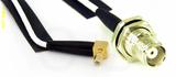 Coaxial Cable, SMB 90 degree (right angle) jack (male contact) to TNC bulkhead mount female, RG188 low noise, 4 foot, 50 ohm