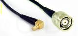 Coaxial Cable, SMB 90 degree (right angle) jack (male contact) to TNC reverse polarity, RG174 flexible (TPR jacket), 6 foot, 50 ohm