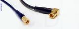 Coaxial Cable, SMB plug (female contact) to SMB 90 degree (right angle) plug (female contact), RG174, 10 foot, 50 ohm