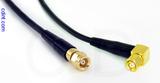 Coaxial Cable, SMC (Subvis) to SMC (Subvis) 90 degree (right angle), RG174, 1 foot, 50 ohm