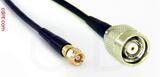 Coaxial Cable, SMC (Subvis) to TNC reverse polarity, RG174 flexible (TPR jacket), 1 foot, 50 ohm